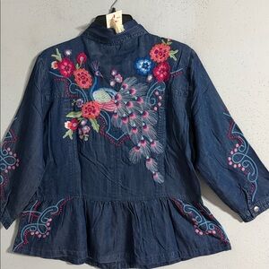 NWT Johnny Was Denim Jacket. Lots of embroidery designs